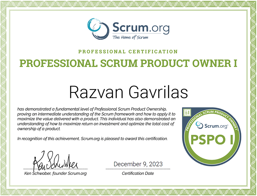 Professional Scrum Product Owner I